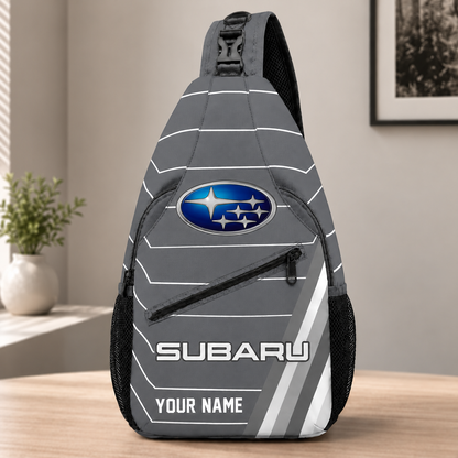 Subaru Custom Name Sling Bag – Racing Style Crossbody Backpack