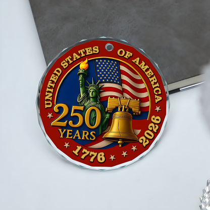 Cowgic United States of America 250 Years Glass Ornament | America Anniversary | Happy 250th Birthday USA | Patriotic 4th Of July Glass Ornament For Christmas Decor 682733