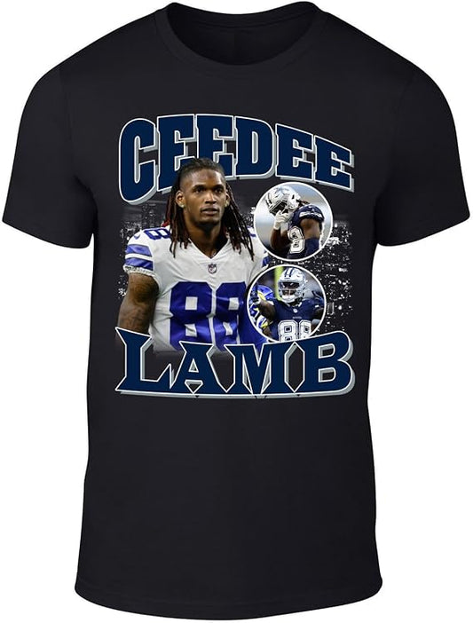 CeeDee Lamb Bootleg Style T-Shirt, Black CeeDee Lamb Football Shirt, Dallas Cowboys Fan Tee, Retro Bootleg Football Graphic Shirt, Football Fan Apparel, Game Day T-Shirt, Sports Fan Gift, Gildan 5000, Sweatshirt & Hoodie