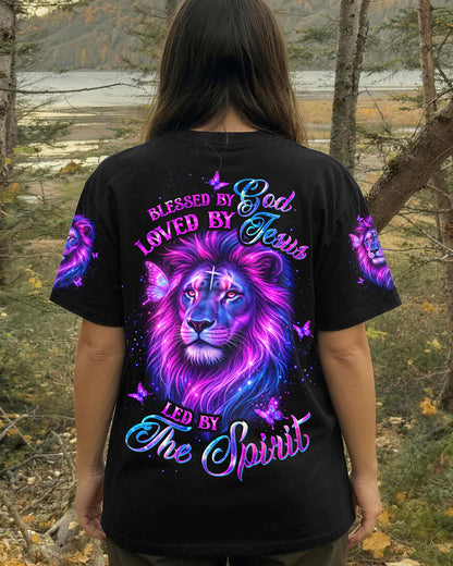 Cowgic Blessed By God Lion Butterfly Women's All Over Print Shirt