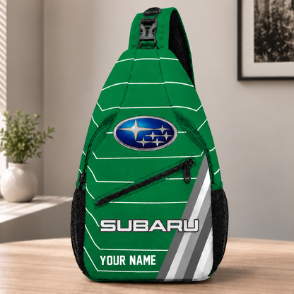 Subaru Custom Name Sling Bag – Racing Style Crossbody Backpack