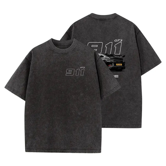Porsche 911 GT3 Washed T-Shirt – Vintage Racing Style Tee Wash T - Shirt , Sweatshirt & Hoodie