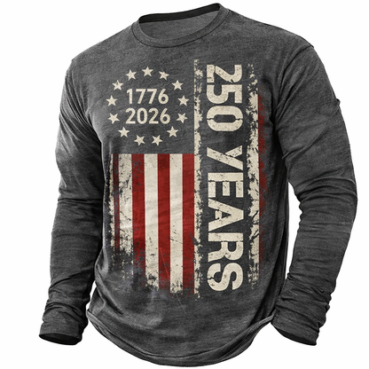Cowgic  America's 250th Anniversary Men's American US Flag T Shirt Long Sleeve