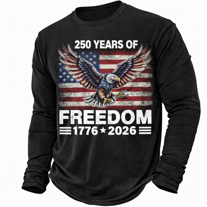 Cowgic  America's 250th Anniversary Men's American US Flag T Shirt Long Sleeve v4