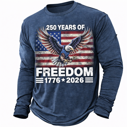 Cowgic  America's 250th Anniversary Men's American US Flag T Shirt Long Sleeve v4