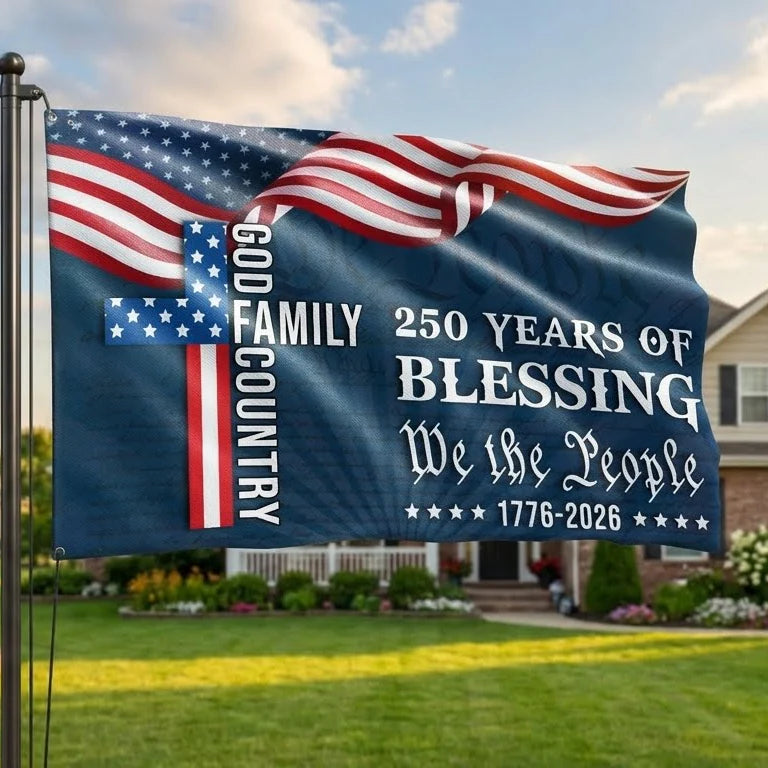 We The People American Flag, 250 Years Blessing 1776 2026 Grommet Flag