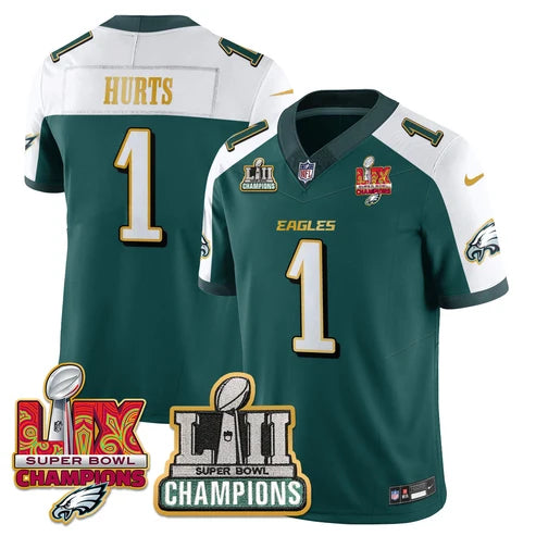 PHI LII-LIX Green Alternate S.Bowl Champions Gold Split Edition Jersey