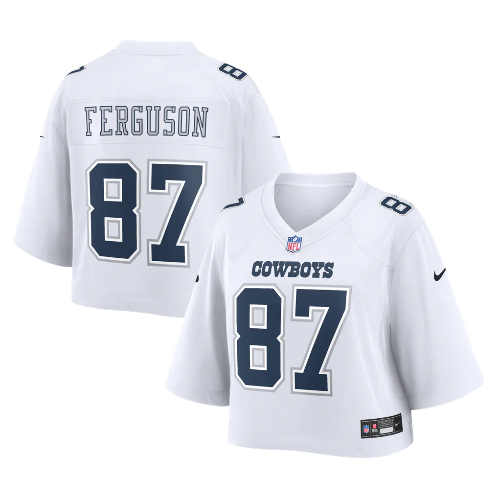 Jake Ferguson White Dallas Cowboys Cropped Fashion Game Jersey