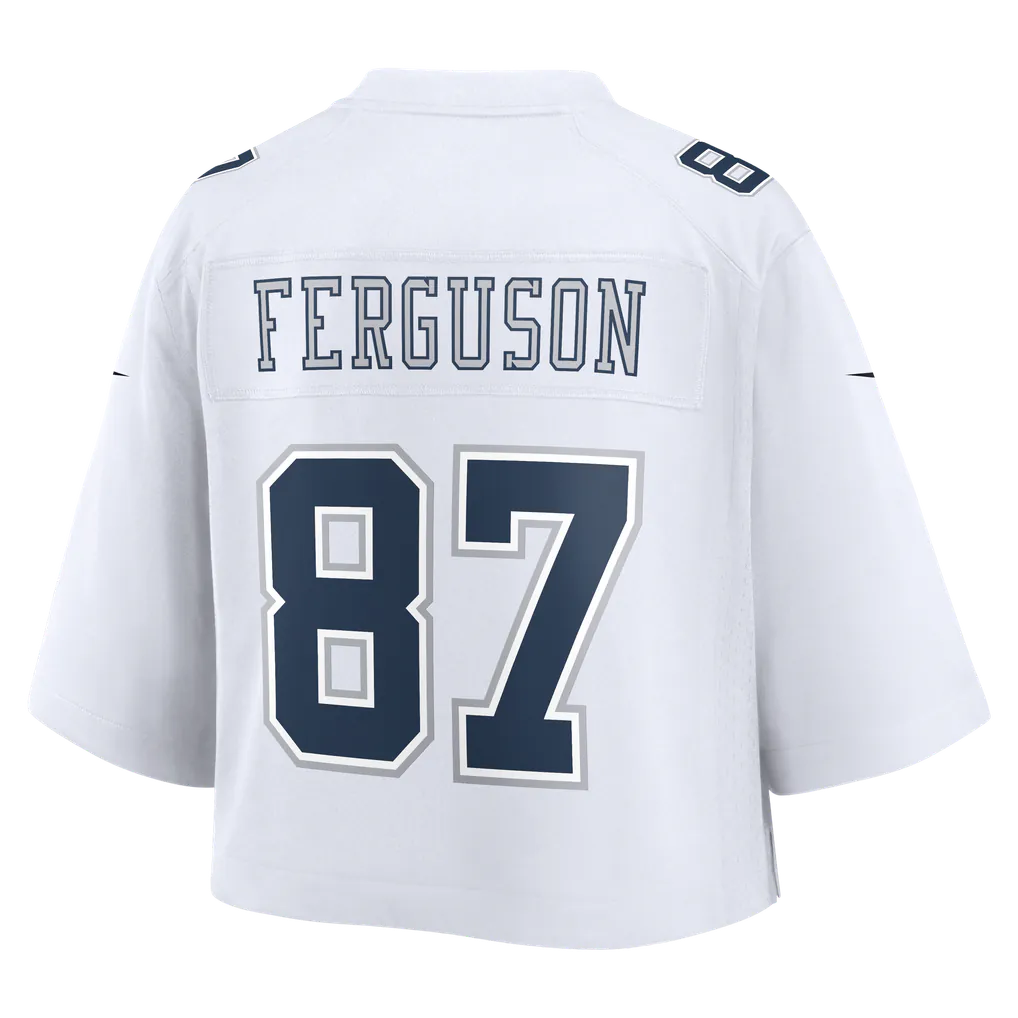 Jake Ferguson White Dallas Cowboys Cropped Fashion Game Jersey