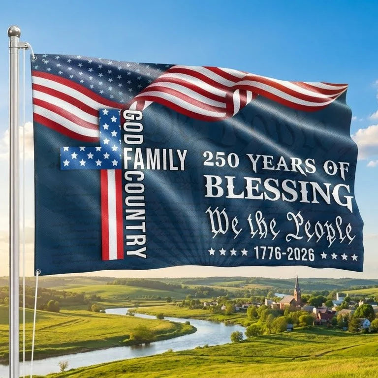 We The People American Flag, 250 Years Blessing 1776 2026 Grommet Flag