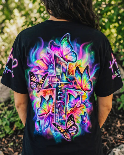 Cowgic Faith Hope Love Neon Butterfly Cross Women's All Over Print