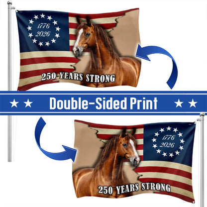 250 Years Strong Horse American Flag for Farm Patriotic Decor