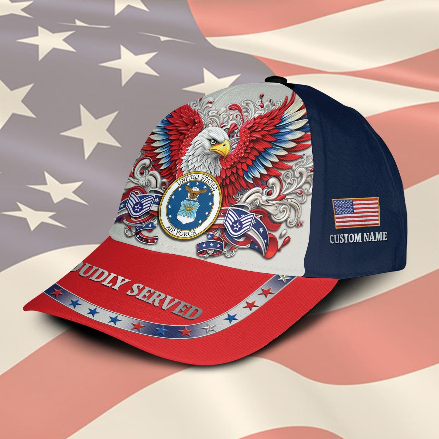 Cowgic Veterans U.S. Air Force Red Custom Printed Cap