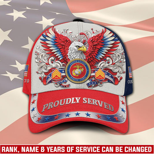 Cowgic Veterans U.S. Marine Corps Red Custom Printed  Cap
