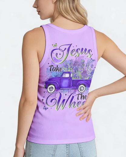 Cowgic Jesus Take The Wheel Lavender Women's All Over Print Shirt