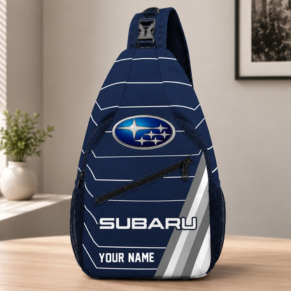 Subaru Custom Name Sling Bag – Racing Style Crossbody Backpack