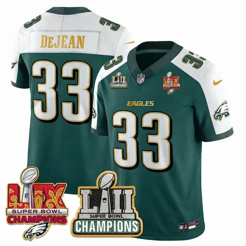 PHI LII-LIX Green Alternate S.Bowl Champions Gold Split Edition Jersey