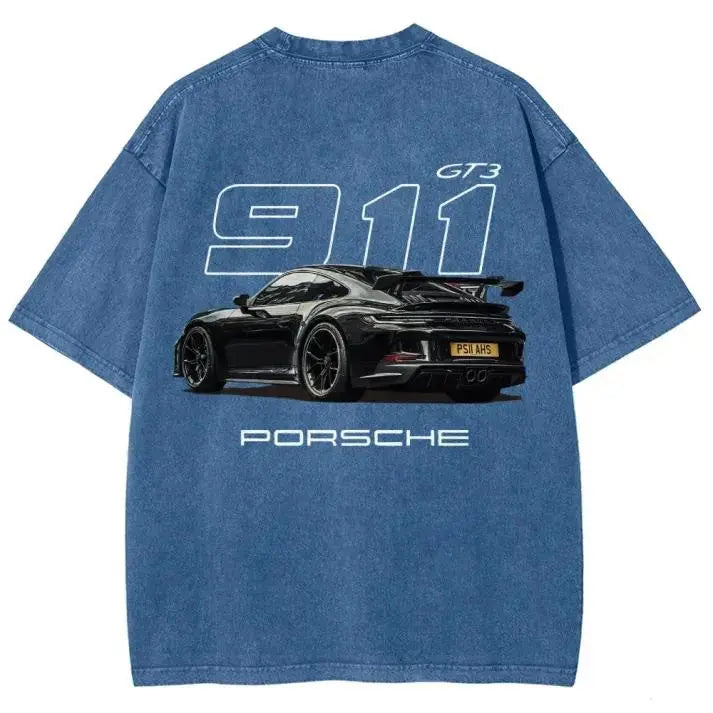 Porsche 911 GT3 Washed T-Shirt – Vintage Racing Style Wash T - Shirt , Sweatshirt & Hoodie