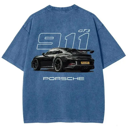 Porsche 911 GT3 Washed T-Shirt – Vintage Racing Style Wash T - Shirt , Sweatshirt & Hoodie
