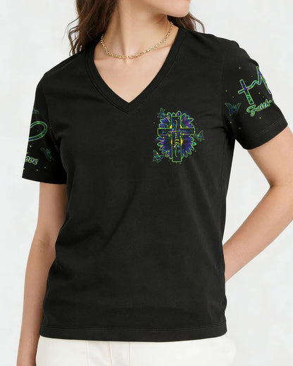 Cowgic Faith Cross Daisies Lion Art Women's All Over Print Shirt