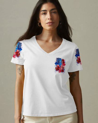 Cowgic One Nation Under God Floral Flag Women's All Over Print Shirt