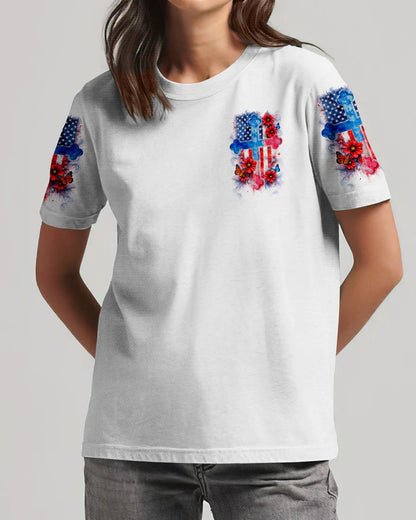 Cowgic One Nation Under God Floral Flag Women's All Over Print Shirt