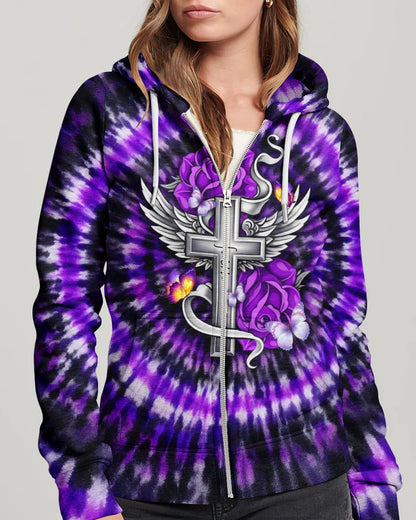 Cowgic Blessed By God Cross Rose Purple Swirl Women's All Over Print Shirt