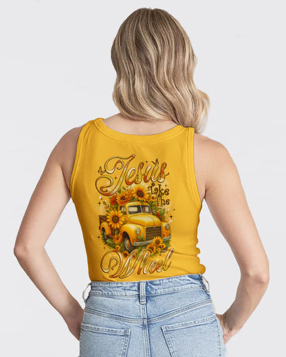 Cowgic Jesus Take The Wheel Sunflowers Women's All Over Print Shirt