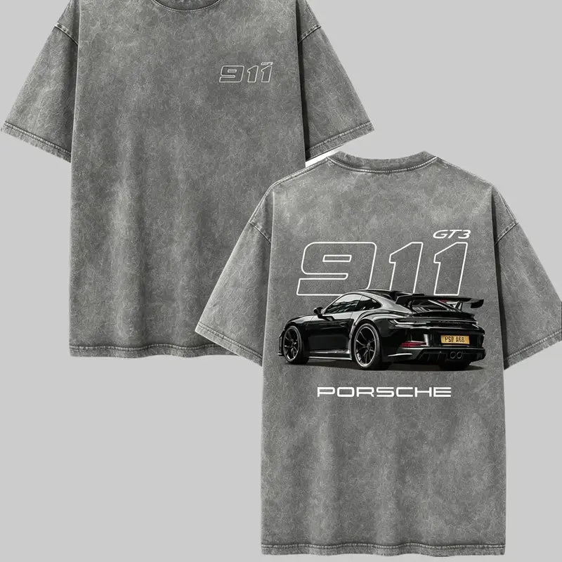 Porsche 911 GT3 Washed T-Shirt – Vintage Racing Style Wash T - Shirt , Sweatshirt & Hoodie