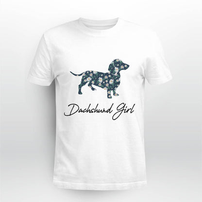 Dachshund Girl With Daisy Flowers