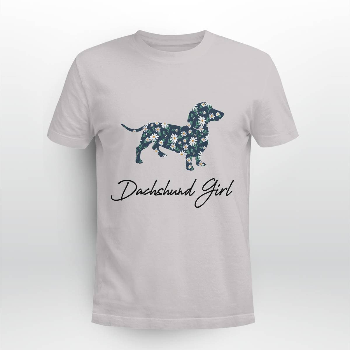 Dachshund Girl With Daisy Flowers