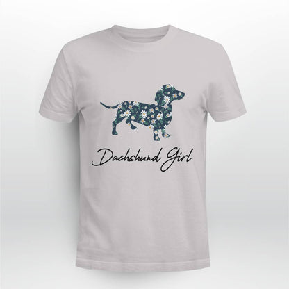 Dachshund Girl With Daisy Flowers