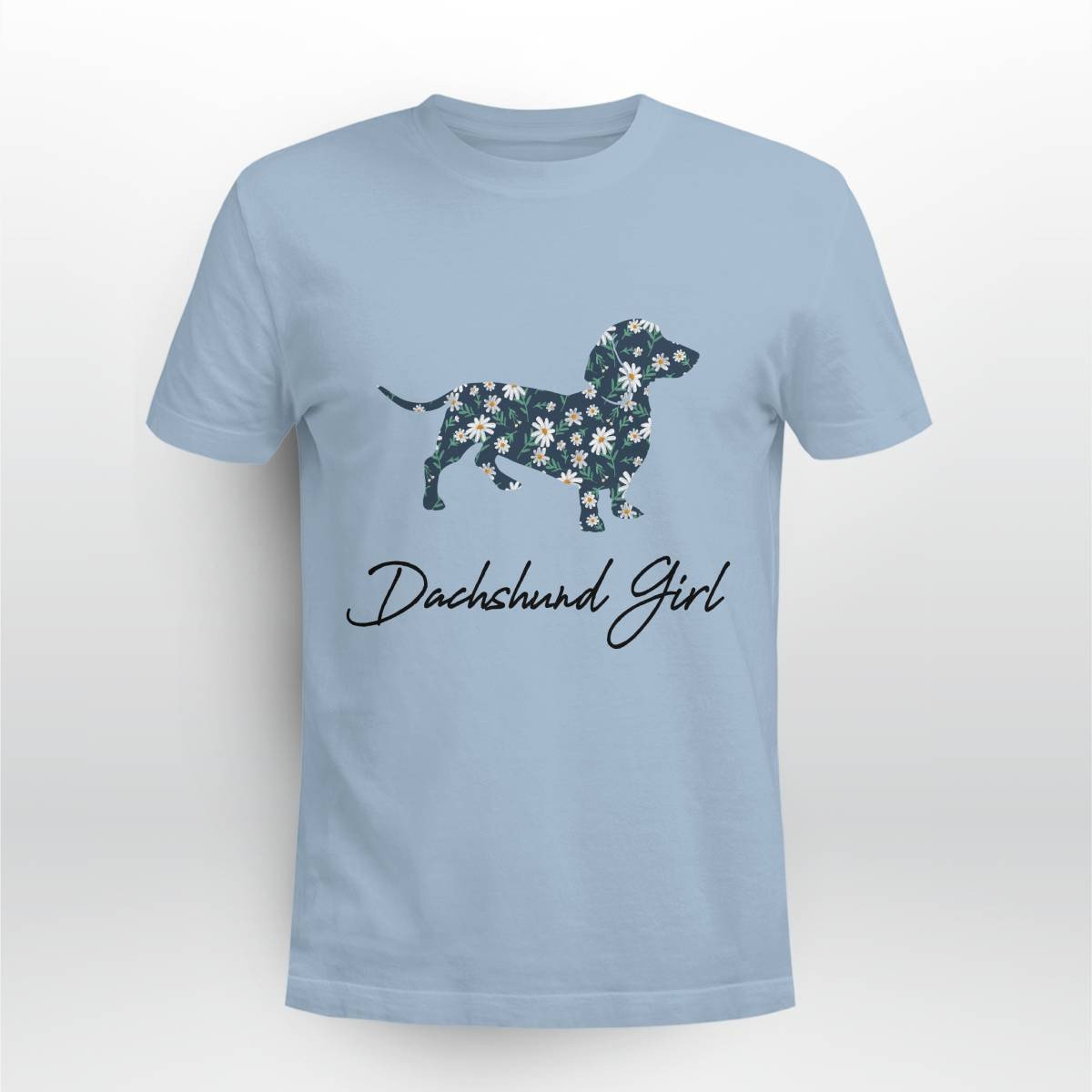 Dachshund Girl With Daisy Flowers