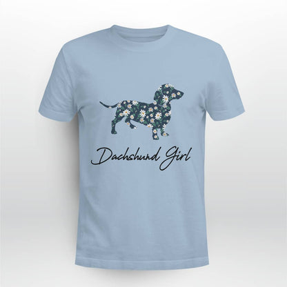 Dachshund Girl With Daisy Flowers