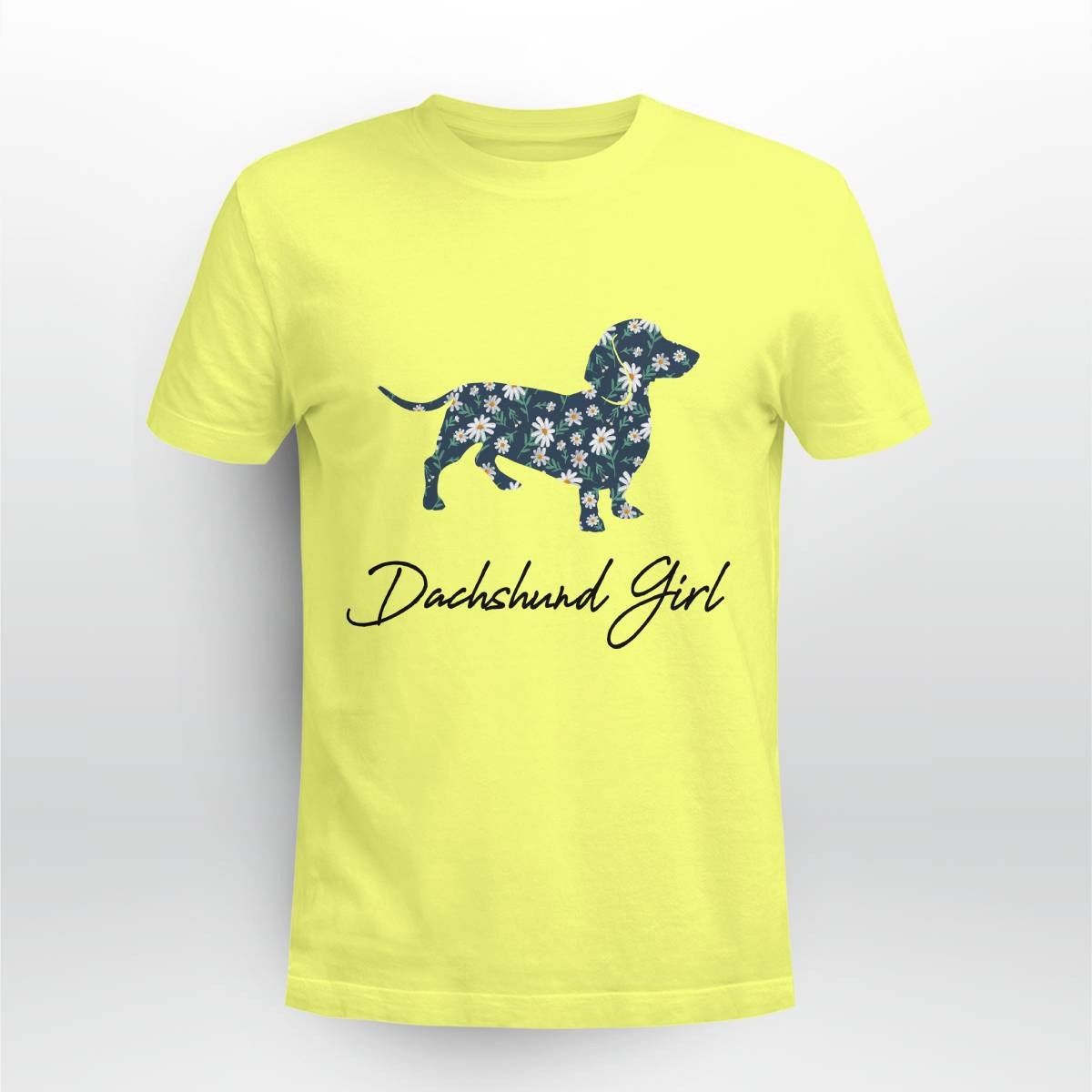 Dachshund Girl With Daisy Flowers