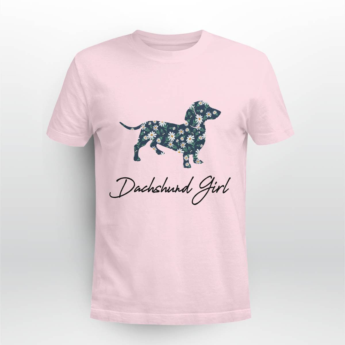 Dachshund Girl With Daisy Flowers