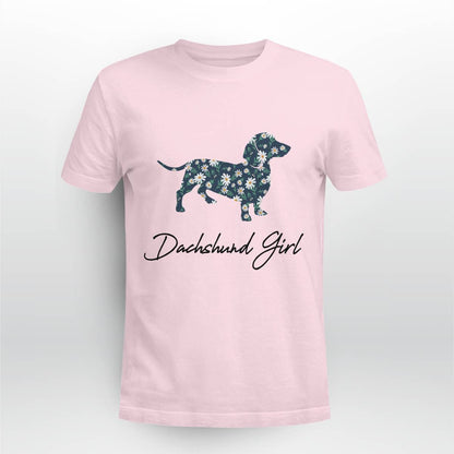 Dachshund Girl With Daisy Flowers
