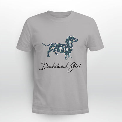 Dachshund Girl With Daisy Flowers
