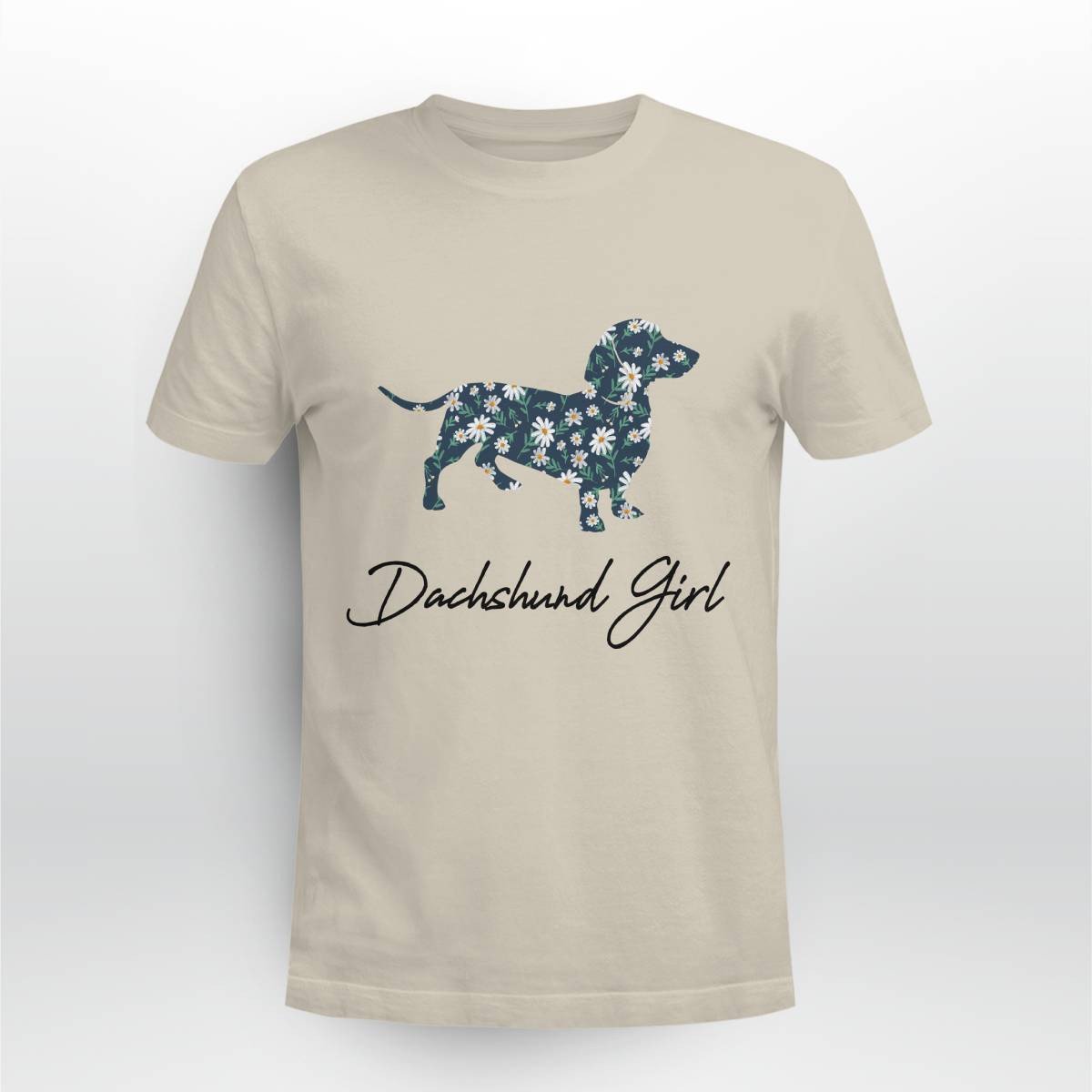 Dachshund Girl With Daisy Flowers