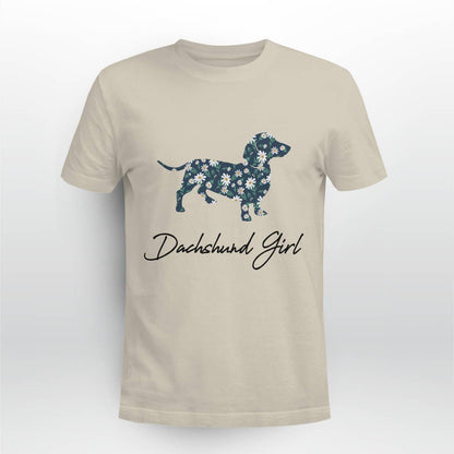 Dachshund Girl With Daisy Flowers