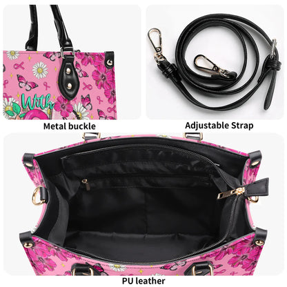 Cowgic With God All Things Are Possible Breast Cancer Leather Handbag