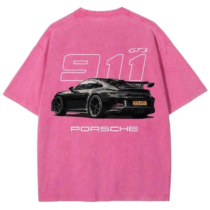 Porsche 911 GT3 Washed T-Shirt – Vintage Racing Style Wash T - Shirt , Sweatshirt & Hoodie