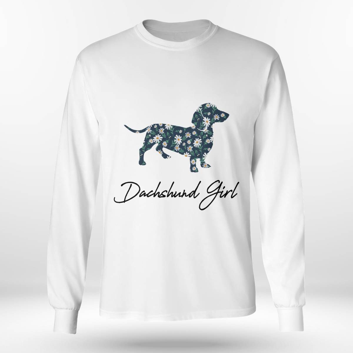 Dachshund Girl With Daisy Flowers