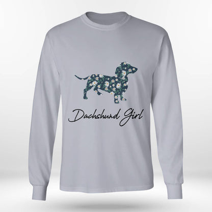 Dachshund Girl With Daisy Flowers