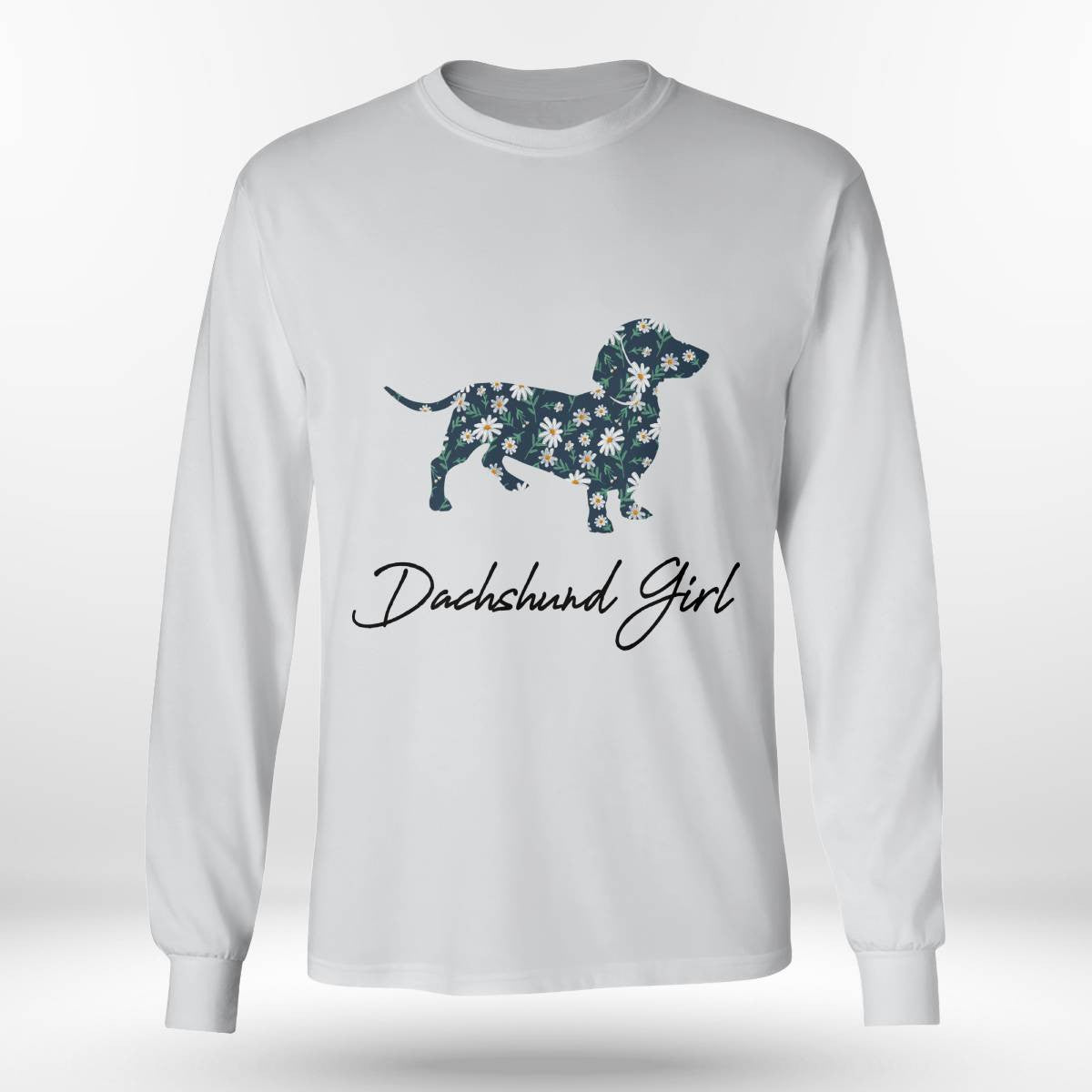Dachshund Girl With Daisy Flowers