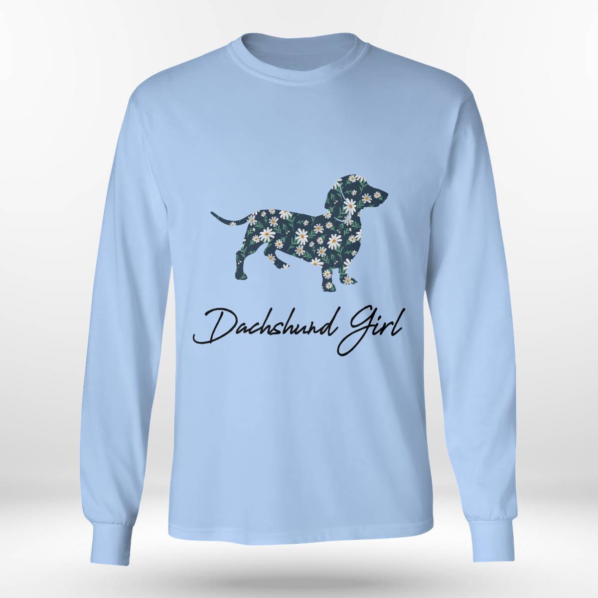 Dachshund Girl With Daisy Flowers