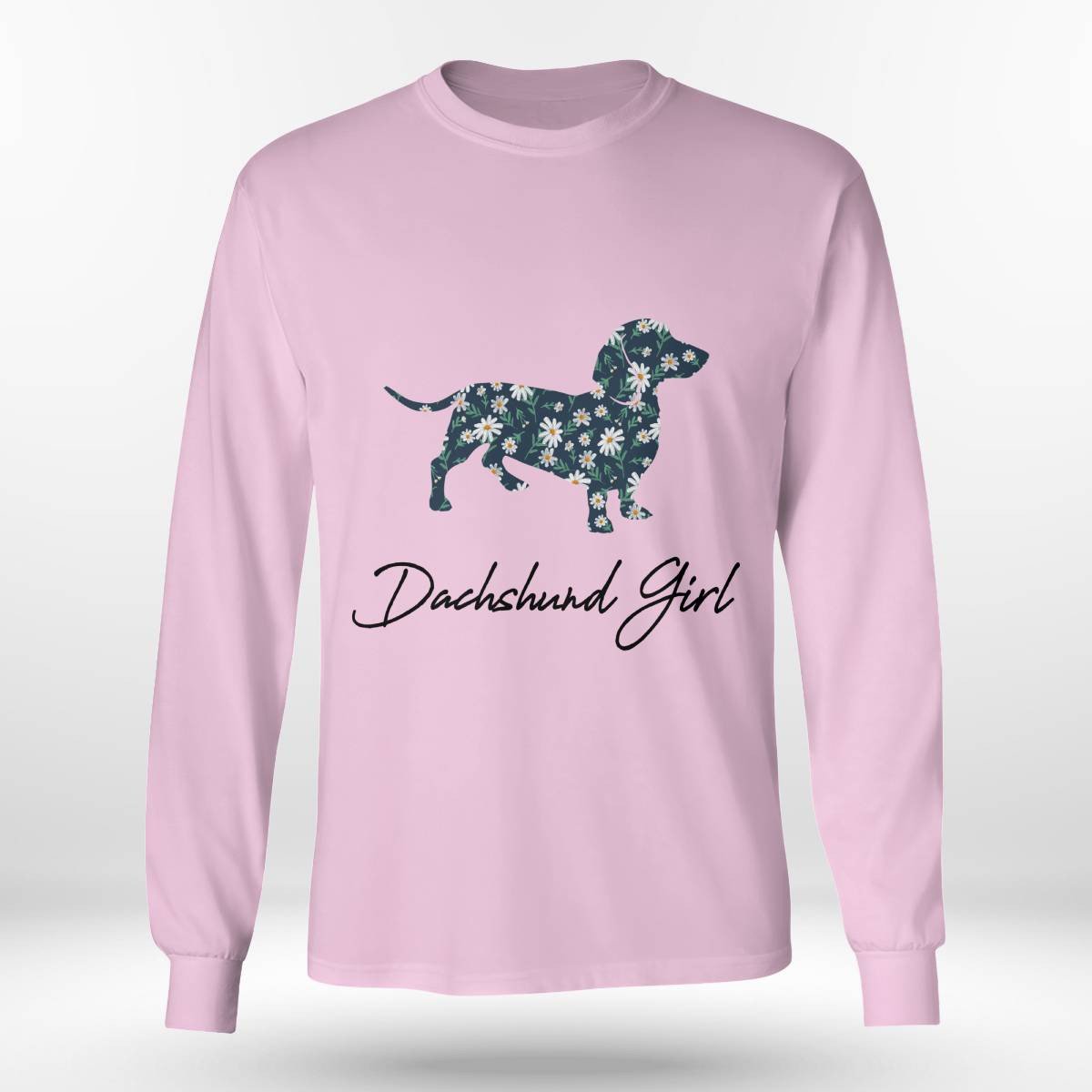 Dachshund Girl With Daisy Flowers