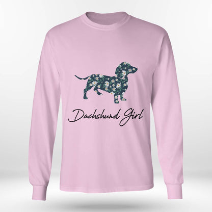 Dachshund Girl With Daisy Flowers