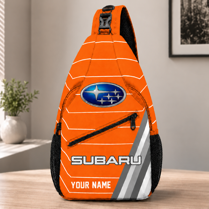 Subaru Custom Name Sling Bag – Racing Style Crossbody Backpack