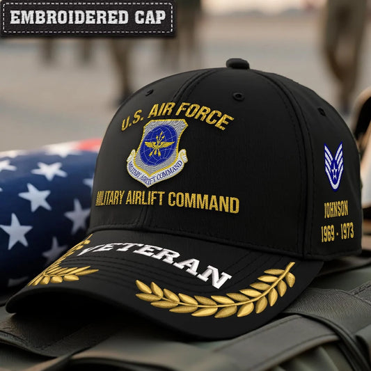 Cowgic U.S. AIR FORCE Custom Printed Cap - Military Airlift Command - Embroidered Cap for Veterans